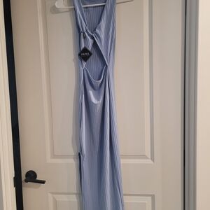 Zaful Sky Blue Pinstripe Dress